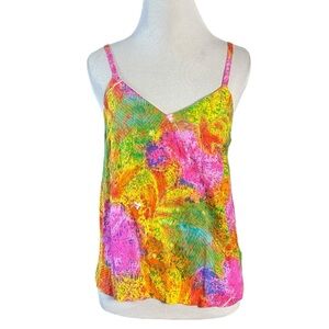 Vintage 90s Jams World Tank Top Hawaiian Hibiscus Tropica Size XS Beach Summer